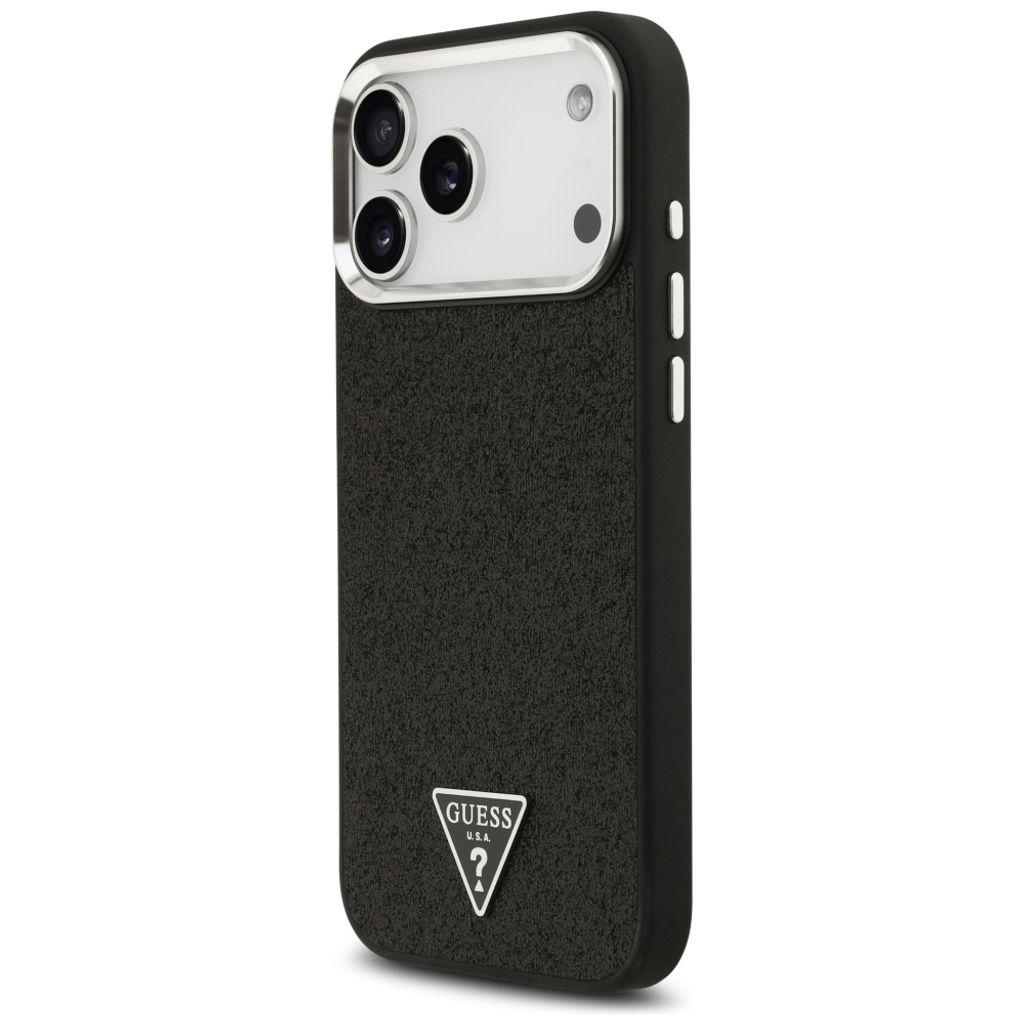 Guess Glitter Triangle Logo MagSafe -kuori till iPhone 17 Pro Max - Musta