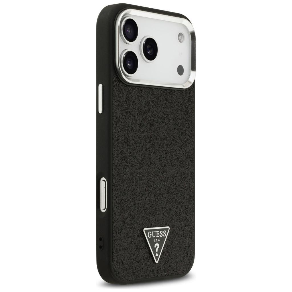 Guess Glitter Triangle Logo MagSafe -kuori till iPhone 17 Pro Max - Musta