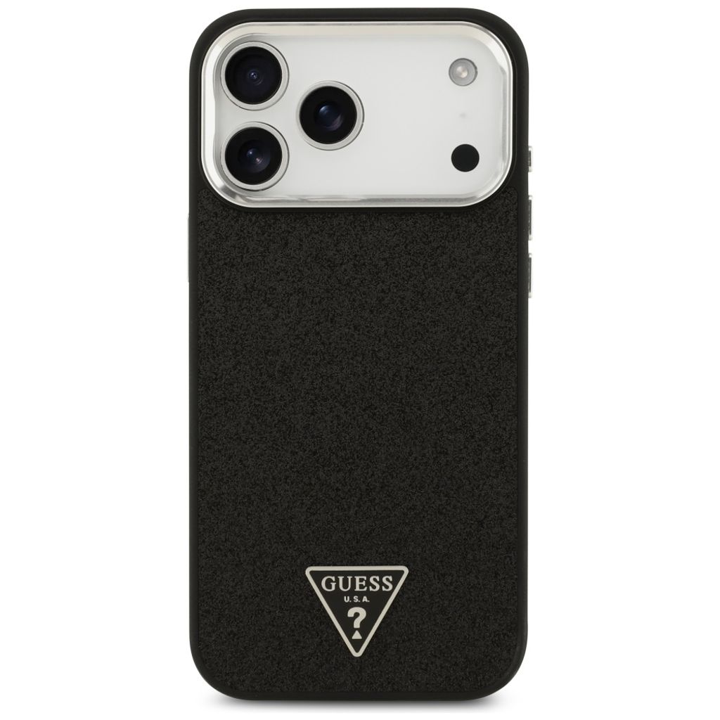 Guess Glitter Triangle Logo MagSafe -kuori till iPhone 17 Pro Max - Musta