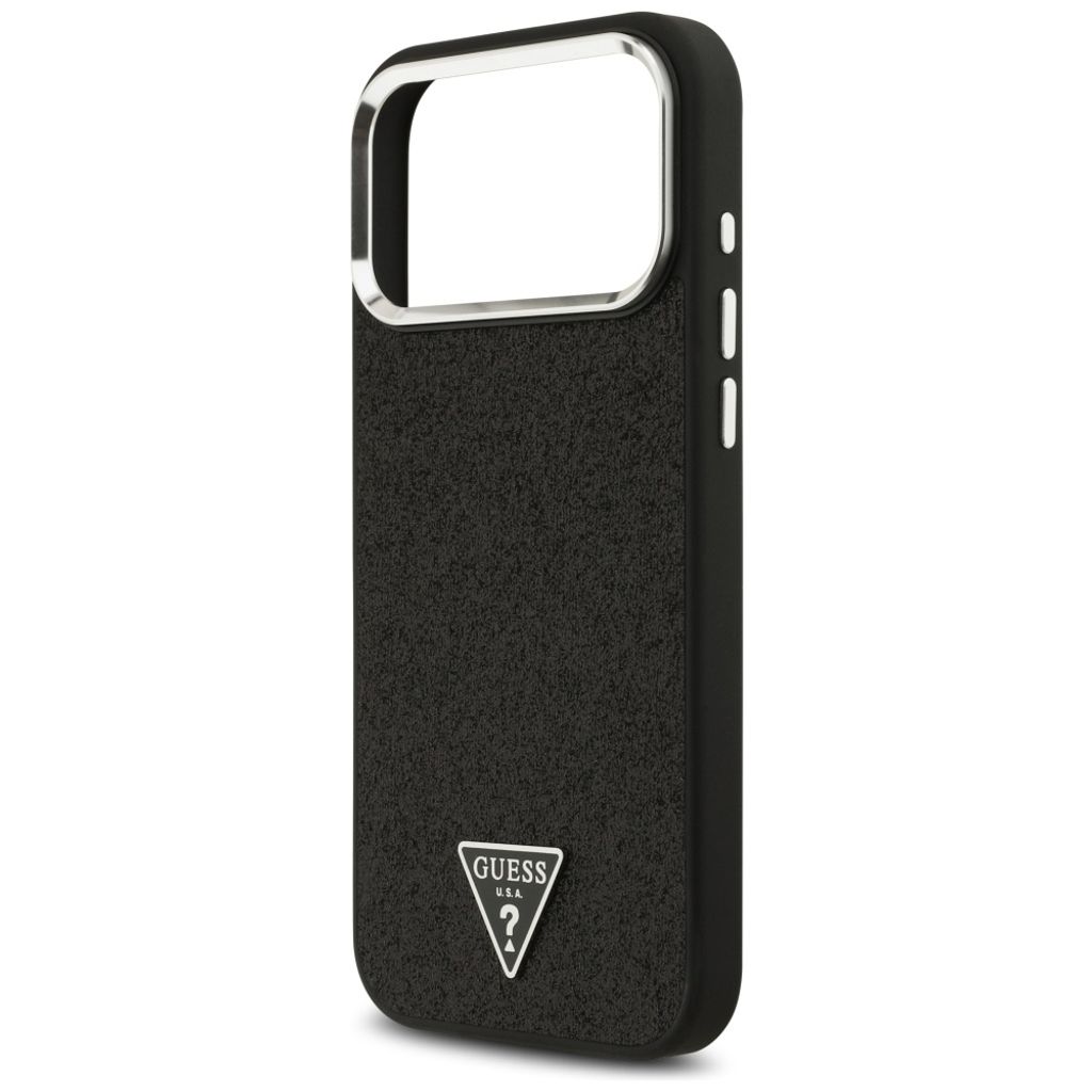 Guess Glitter Triangle Logo MagSafe -kuori till iPhone 17 Pro Max - Musta
