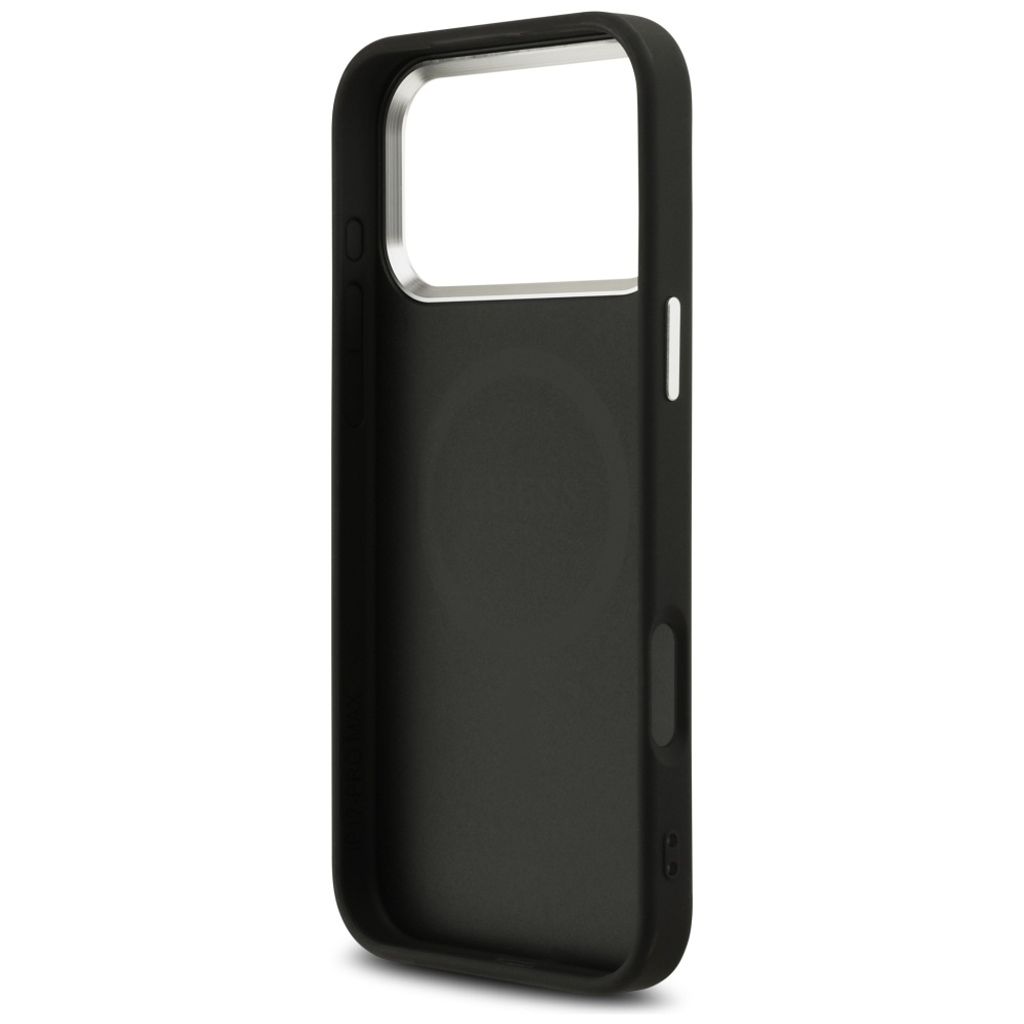 Guess Glitter Triangle Logo MagSafe -kuori till iPhone 17 Pro Max - Musta
