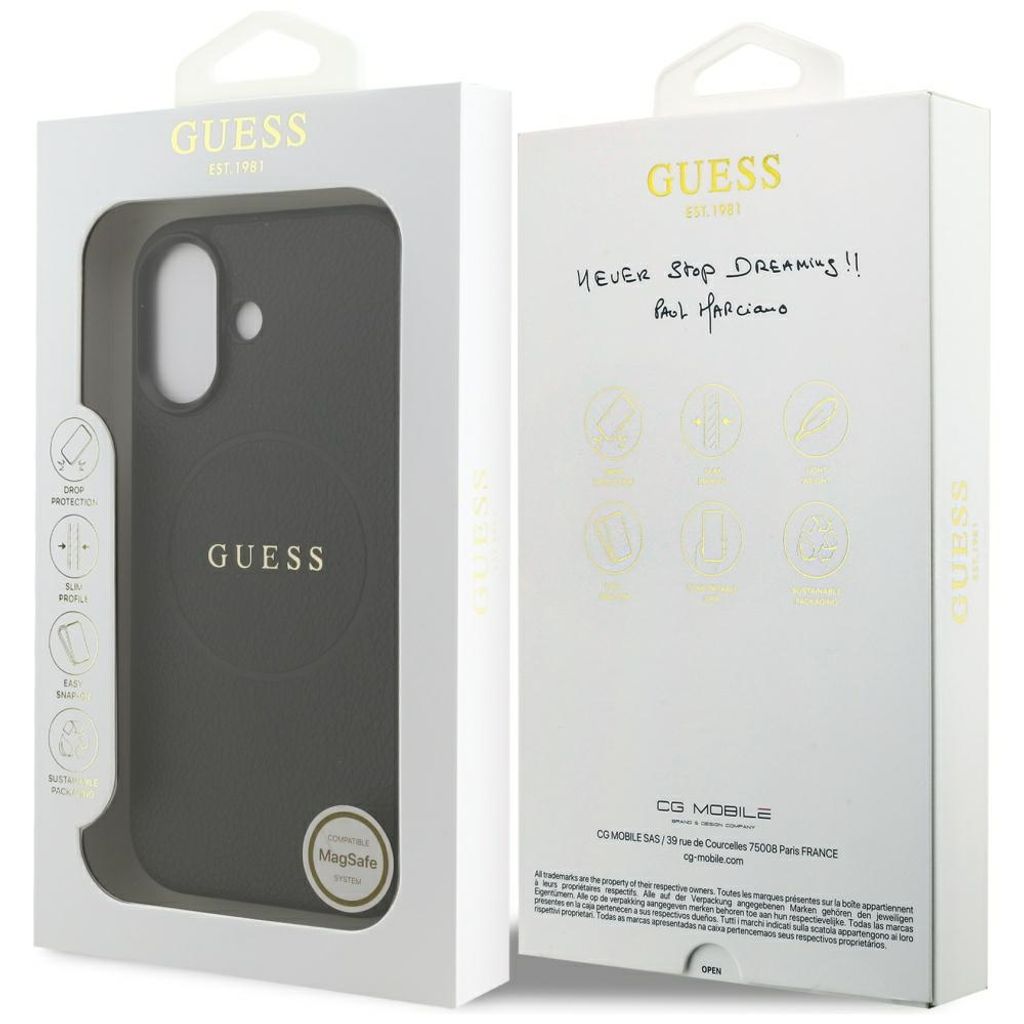 Guess Grained Ring MagSafe -kuori till iPhone 17 - Musta