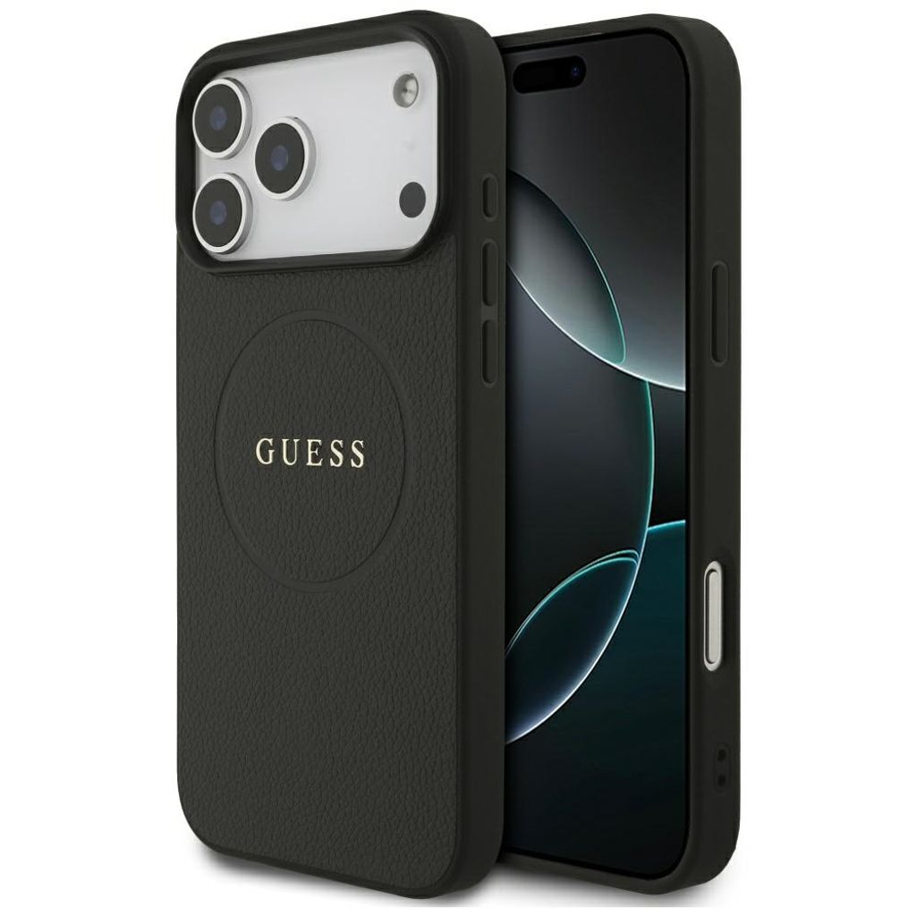 Guess Grained Ring MagSafe -kuori till iPhone 17 Pro Max - Musta