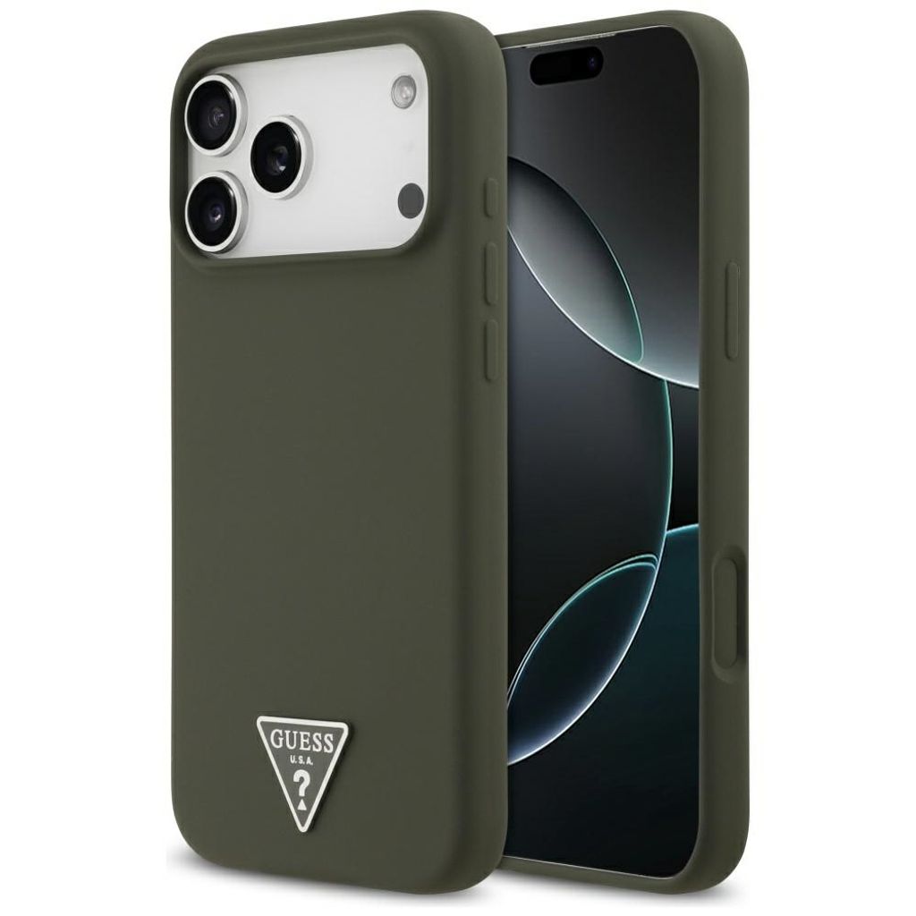 Guess Silicone Triangle Logo MagSafe -kuori till iPhone 17 Pro Max - Vihreä
