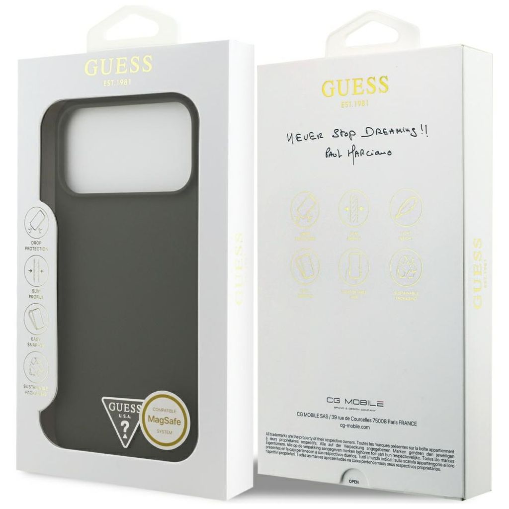 Guess Silicone Triangle Logo MagSafe -kuori till iPhone 17 Pro Max - Vihreä