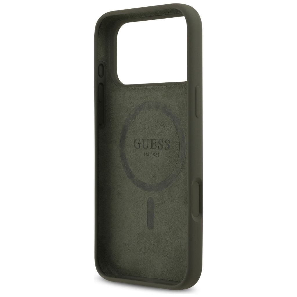 Guess Silicone Triangle Logo MagSafe -kuori till iPhone 17 Pro Max - Vihreä