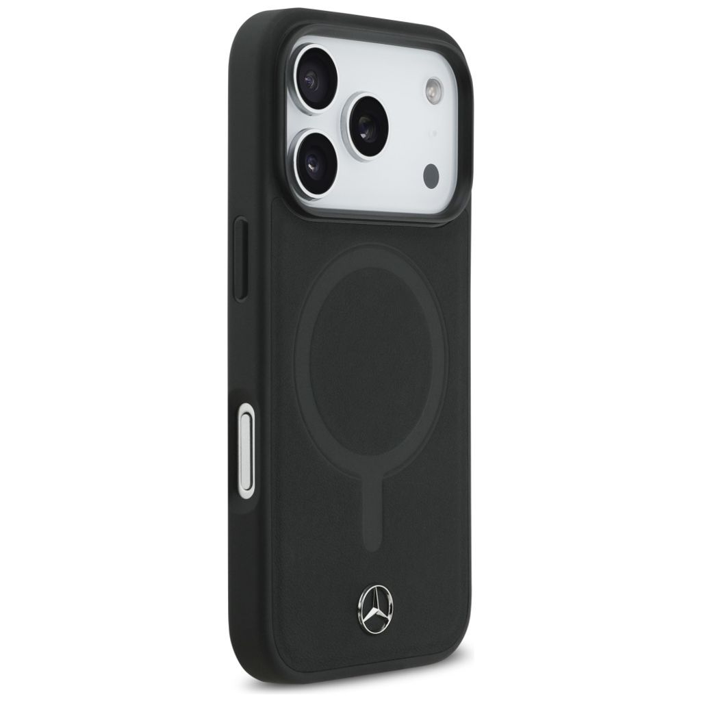 Mercedes Plain Smooth Leather MagSafe -kuori till iPhone 17 Pro - Musta