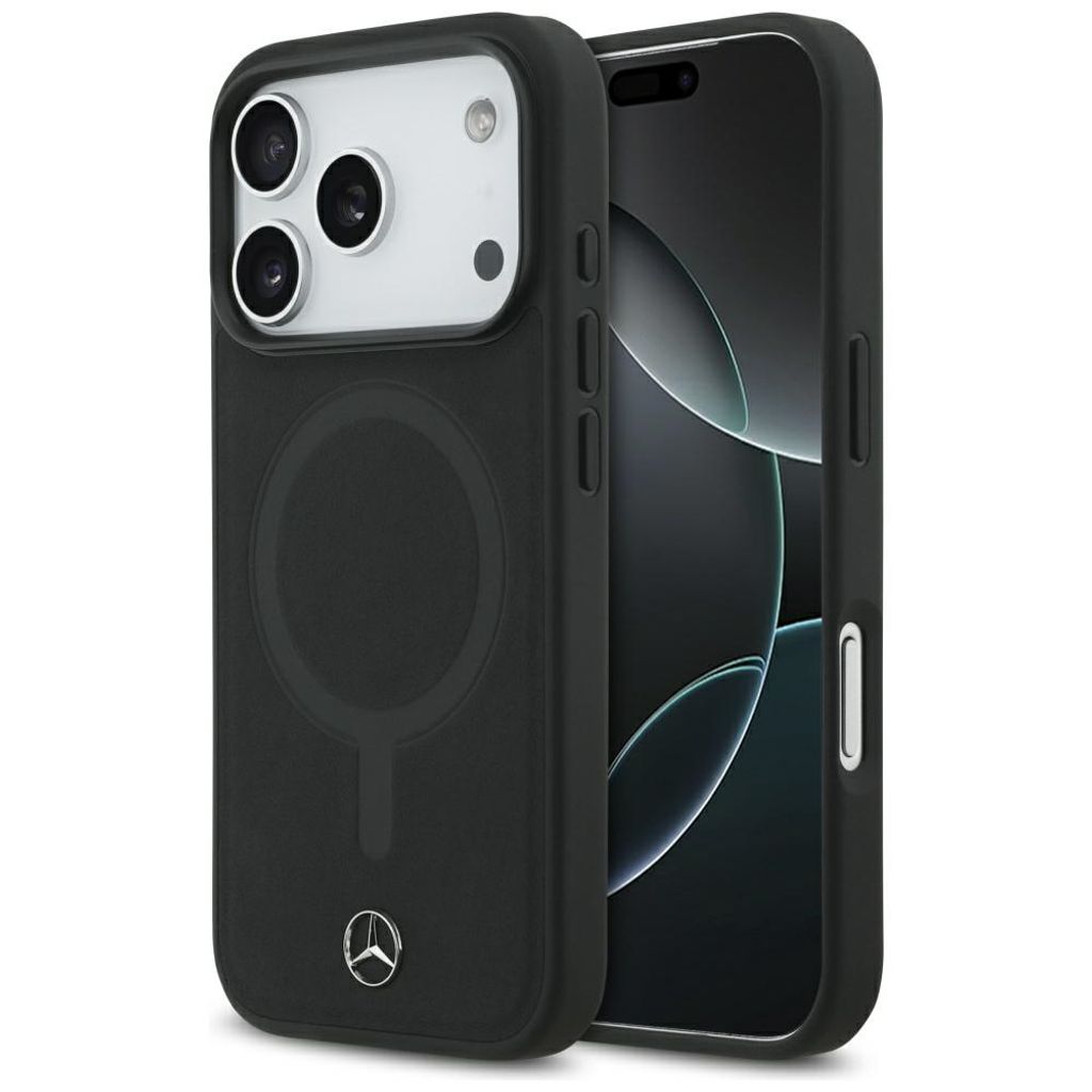 Mercedes Plain Smooth Leather MagSafe -kuori till iPhone 17 Pro - Musta