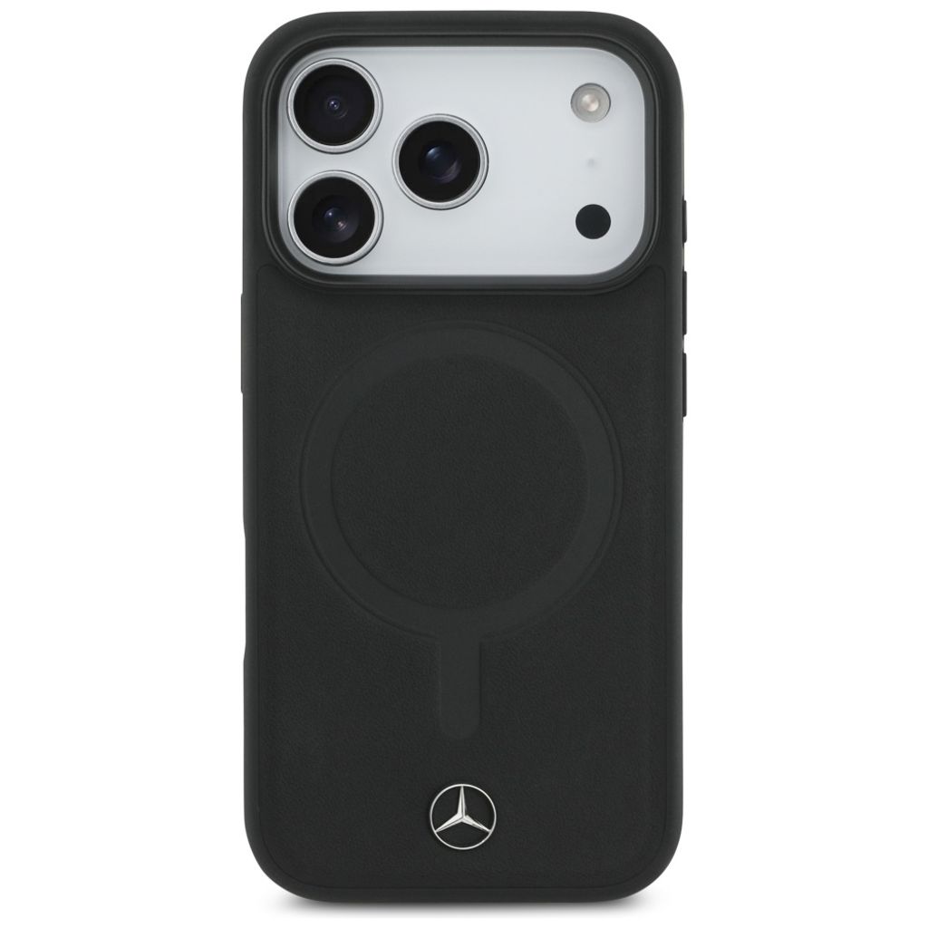 Mercedes Plain Smooth Leather MagSafe -kuori till iPhone 17 Pro - Musta