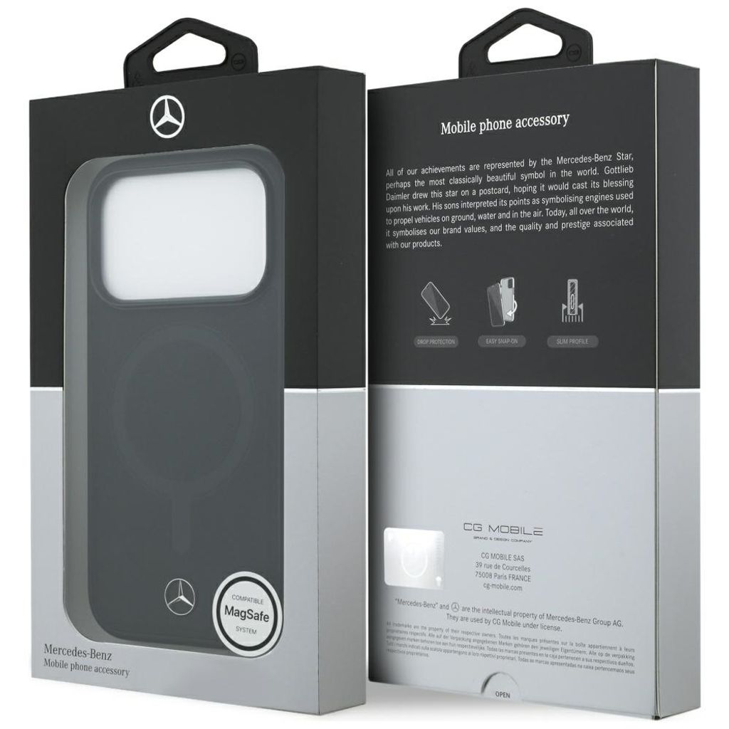 Mercedes Plain Smooth Leather MagSafe -kuori till iPhone 17 Pro - Musta
