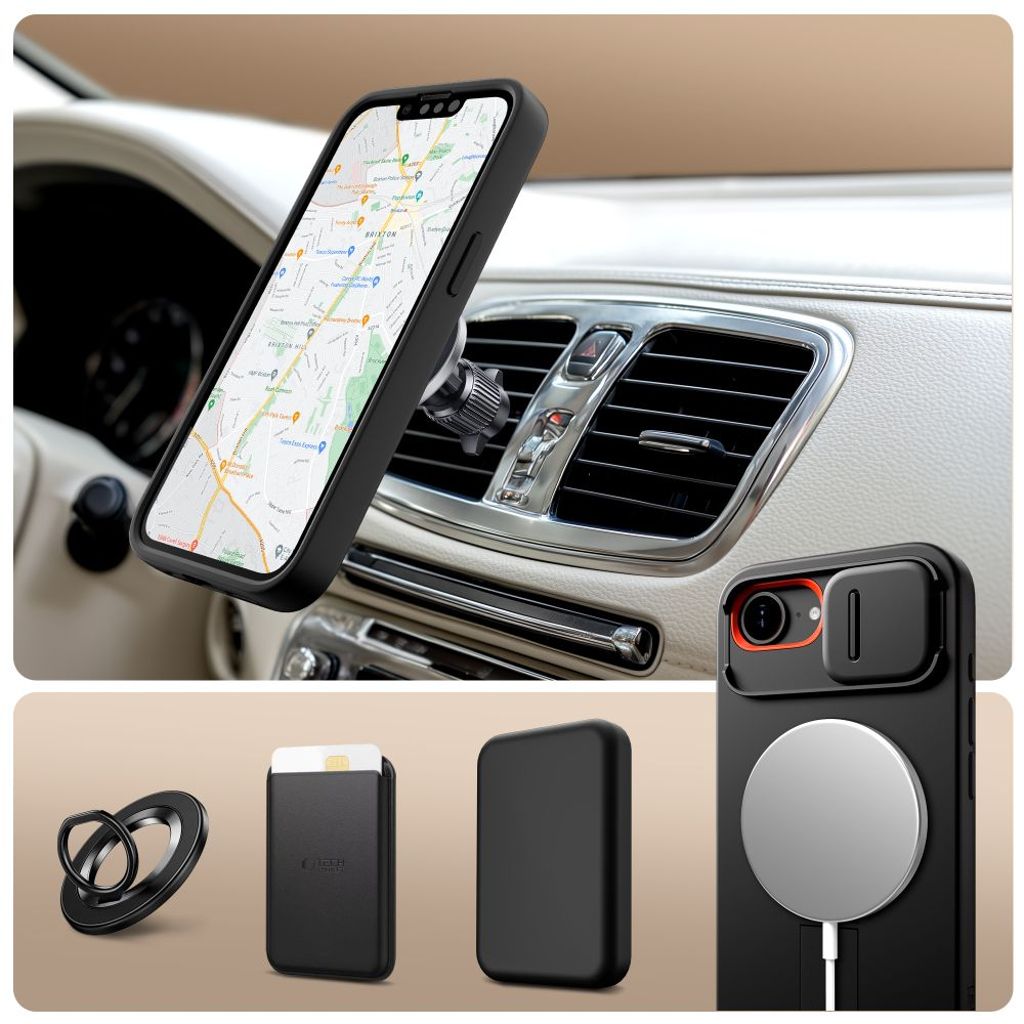 Tech-Protect Kevlar Aura MagSafe Cover til iPhone 16e - Sort