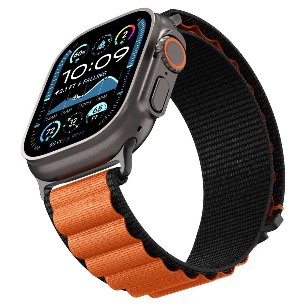 Spigen WBF1 Kellonranneke Apple Watch 44/45/46/49mm - Musta/Oranssi