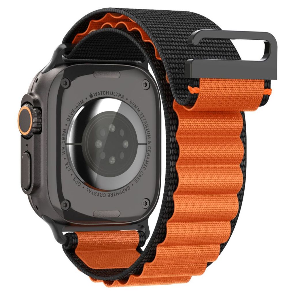 Spigen WBF1 Kellonranneke Apple Watch 44/45/46/49mm - Musta/Oranssi