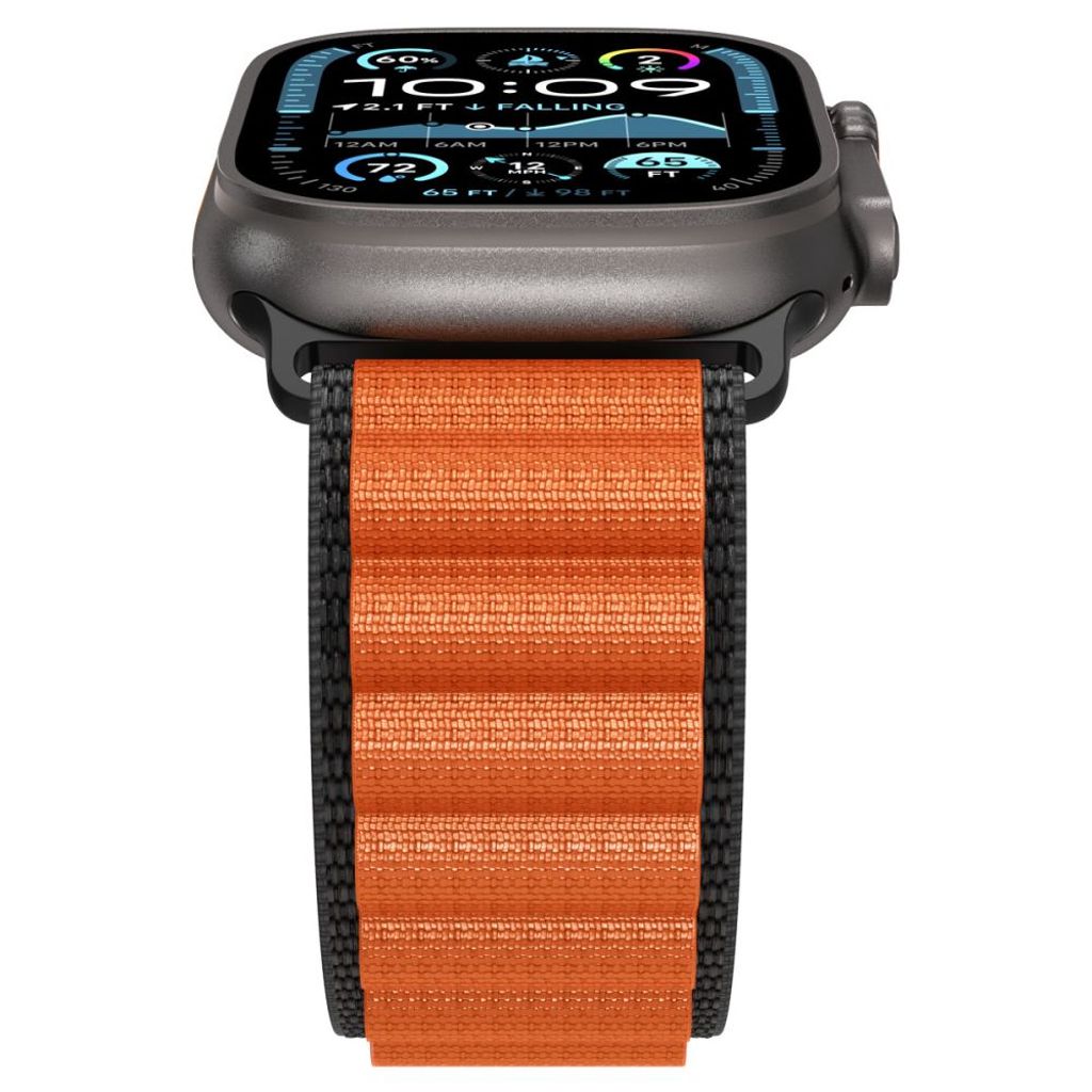 Spigen WBF1 Kellonranneke Apple Watch 44/45/46/49mm - Musta/Oranssi