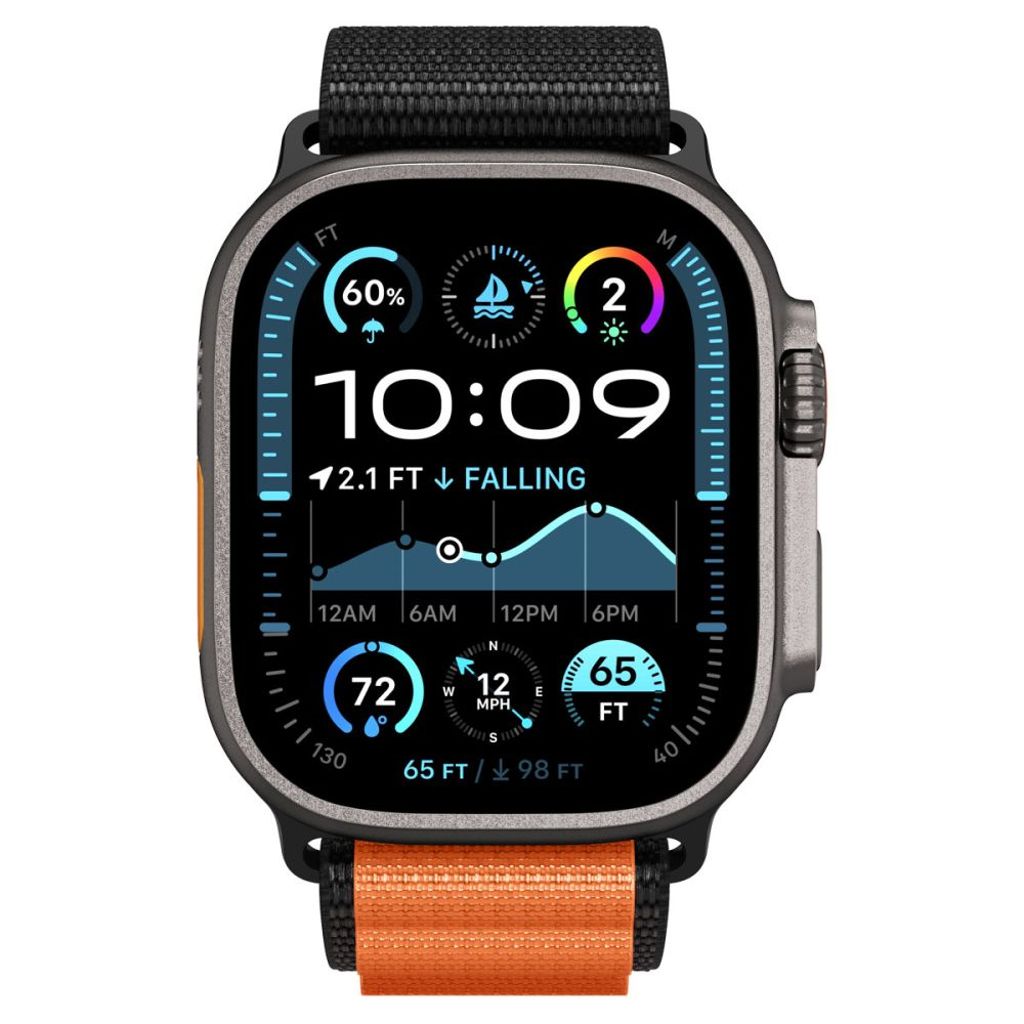 Spigen WBF1 Kellonranneke Apple Watch 44/45/46/49mm - Musta/Oranssi