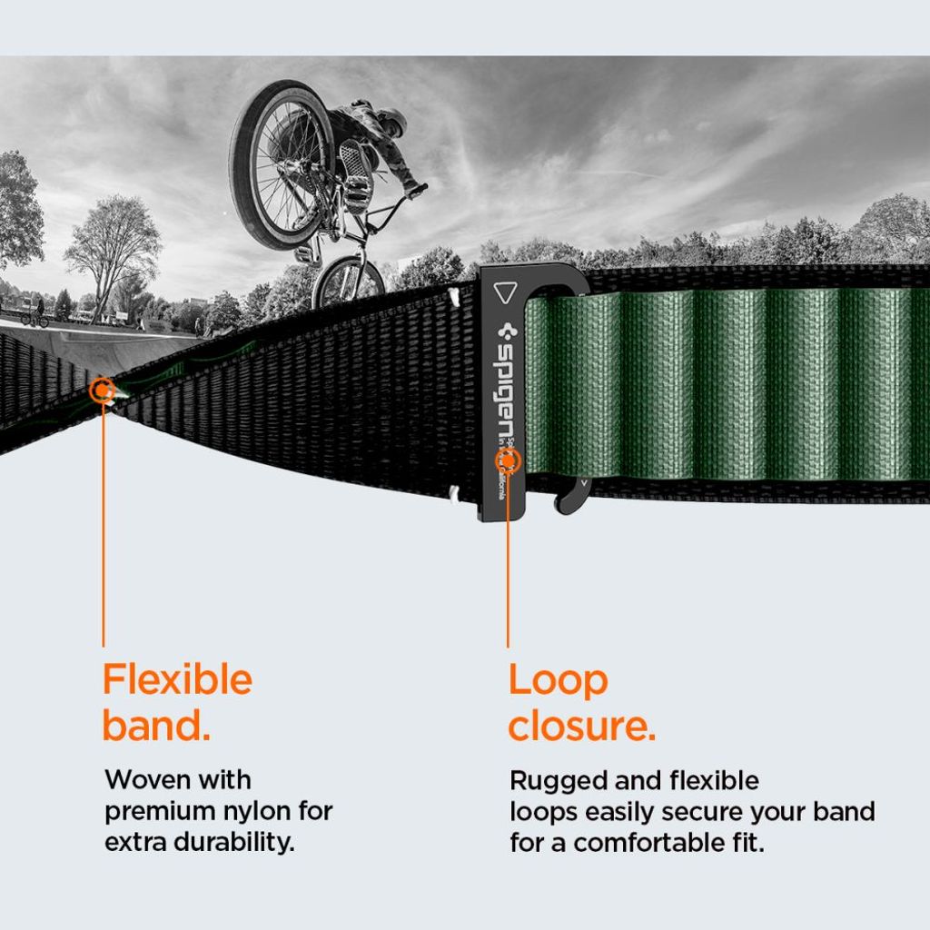 Spigen WBF1 Kellonranneke Apple Watch 44/45/46/49mm - Musta/Vihreä