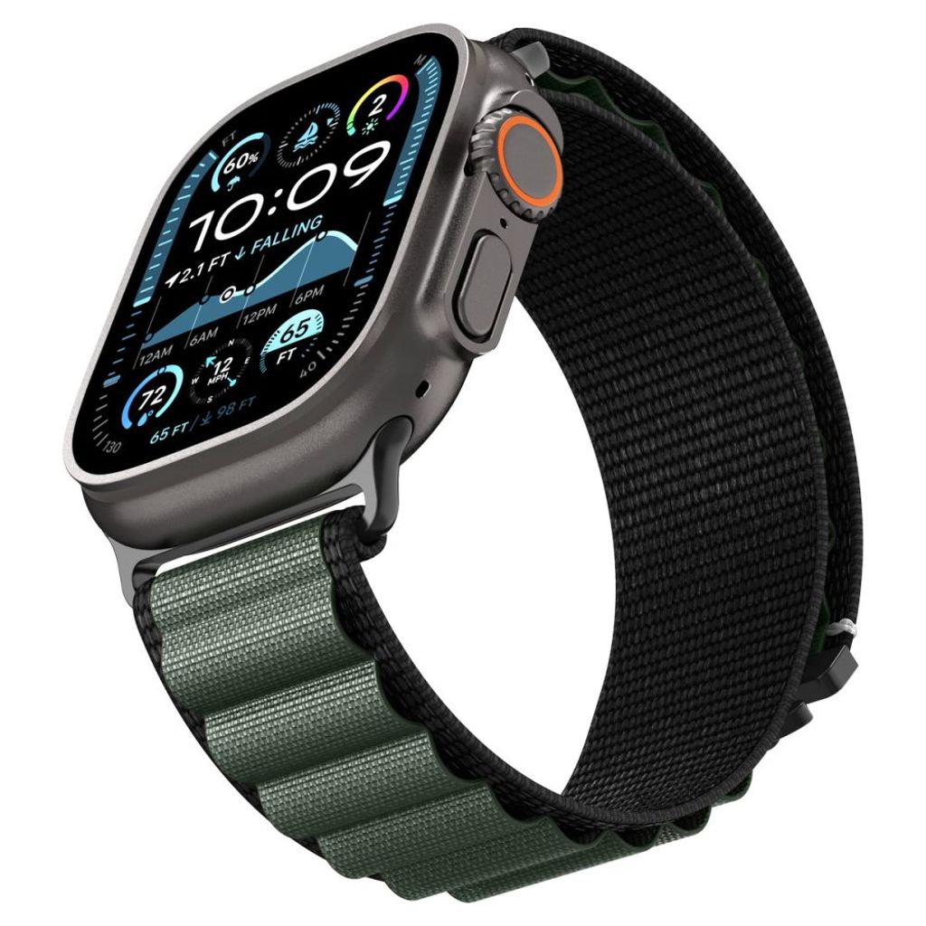 Spigen WBF1 Kellonranneke Apple Watch 44/45/46/49mm - Musta/Vihreä