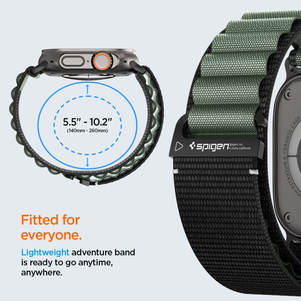 Spigen WBF1 Kellonranneke Apple Watch 44/45/46/49mm - Musta/Vihreä