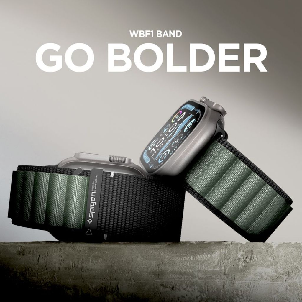 Spigen WBF1 Kellonranneke Apple Watch 44/45/46/49mm - Musta/Vihreä