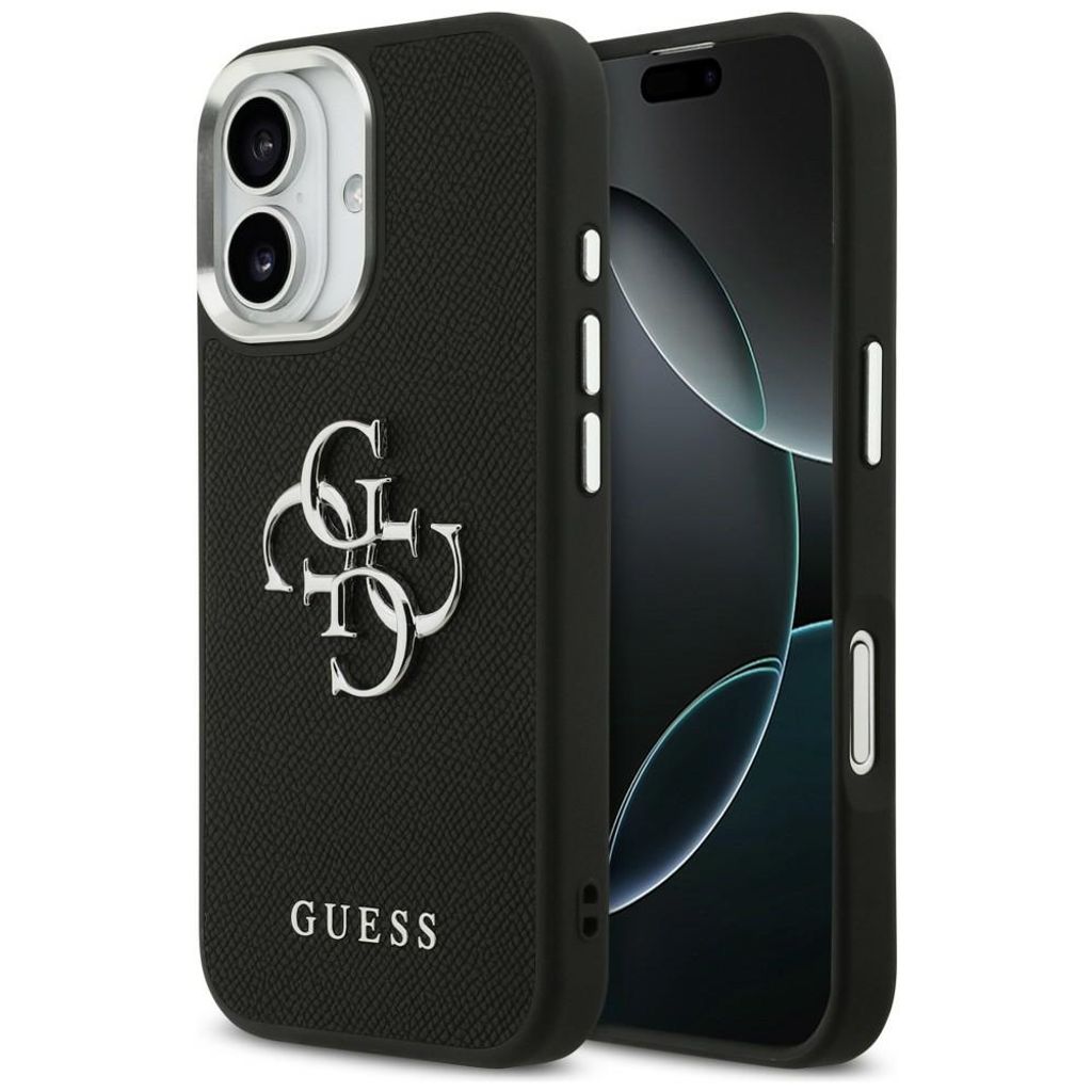 Guess Grained Big 4G & Classic Logo -kuori till iPhone 17 - Musta