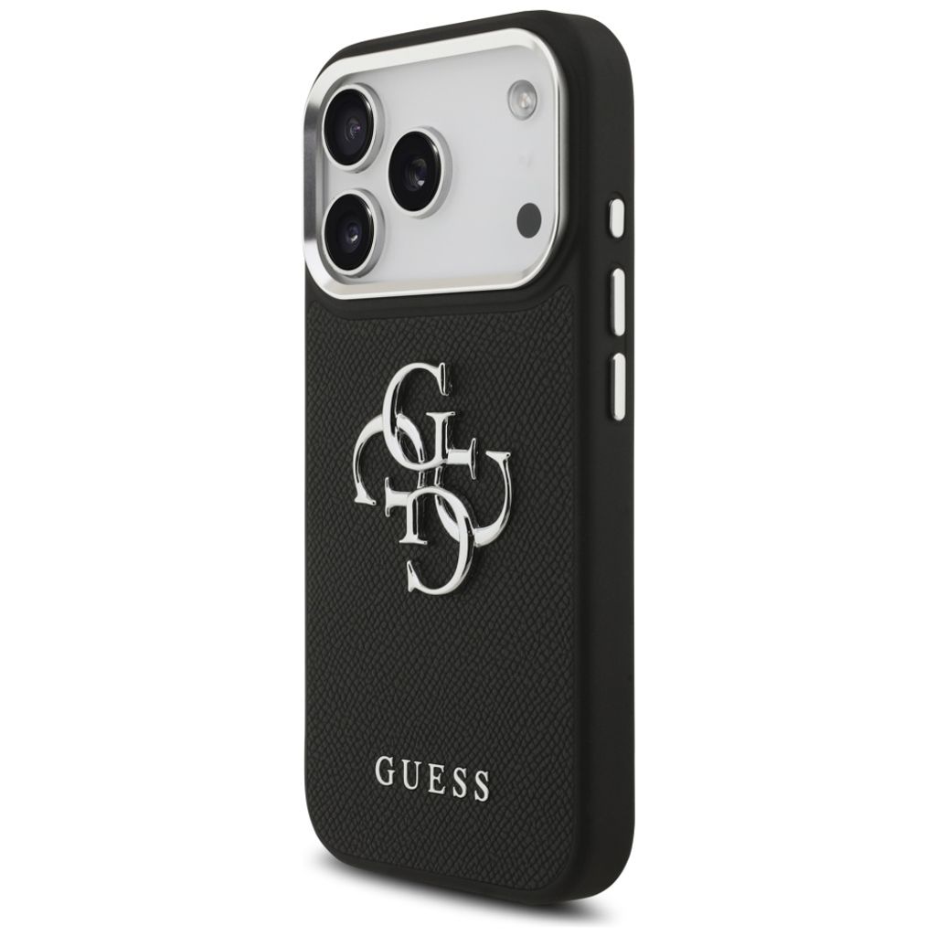 Guess Grained Big 4G & Classic Logo -kuori till iPhone 17 Pro - Musta