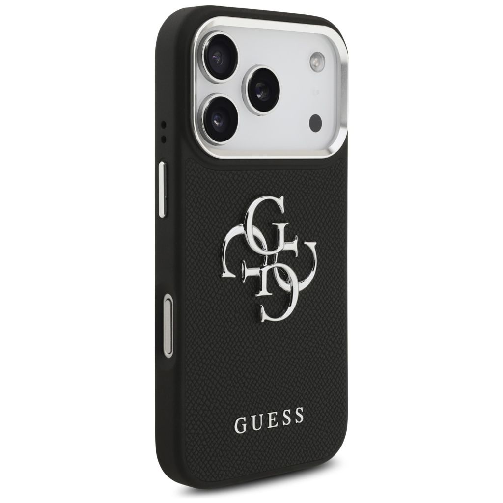 Guess Grained Big 4G & Classic Logo -kuori till iPhone 17 Pro - Musta
