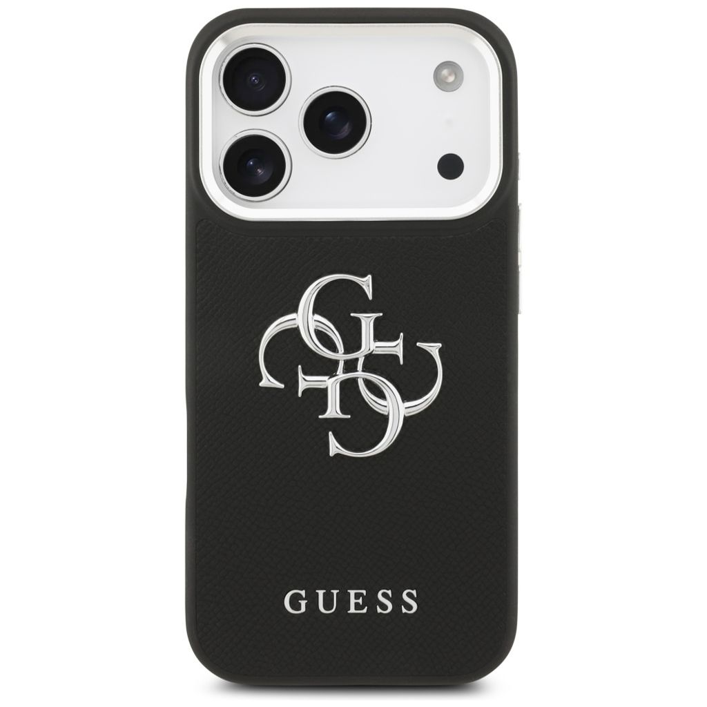 Guess Grained Big 4G & Classic Logo -kuori till iPhone 17 Pro - Musta