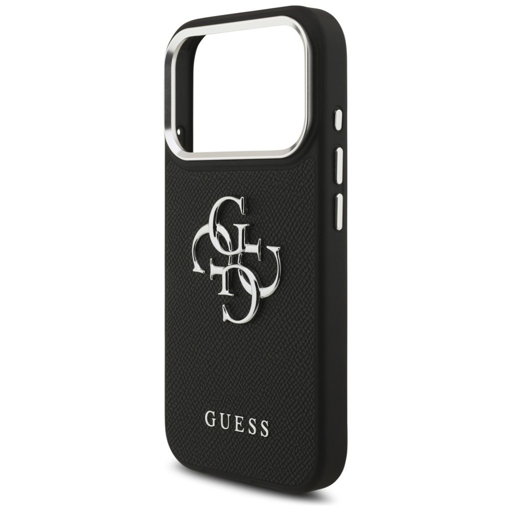 Guess Grained Big 4G & Classic Logo -kuori till iPhone 17 Pro - Musta