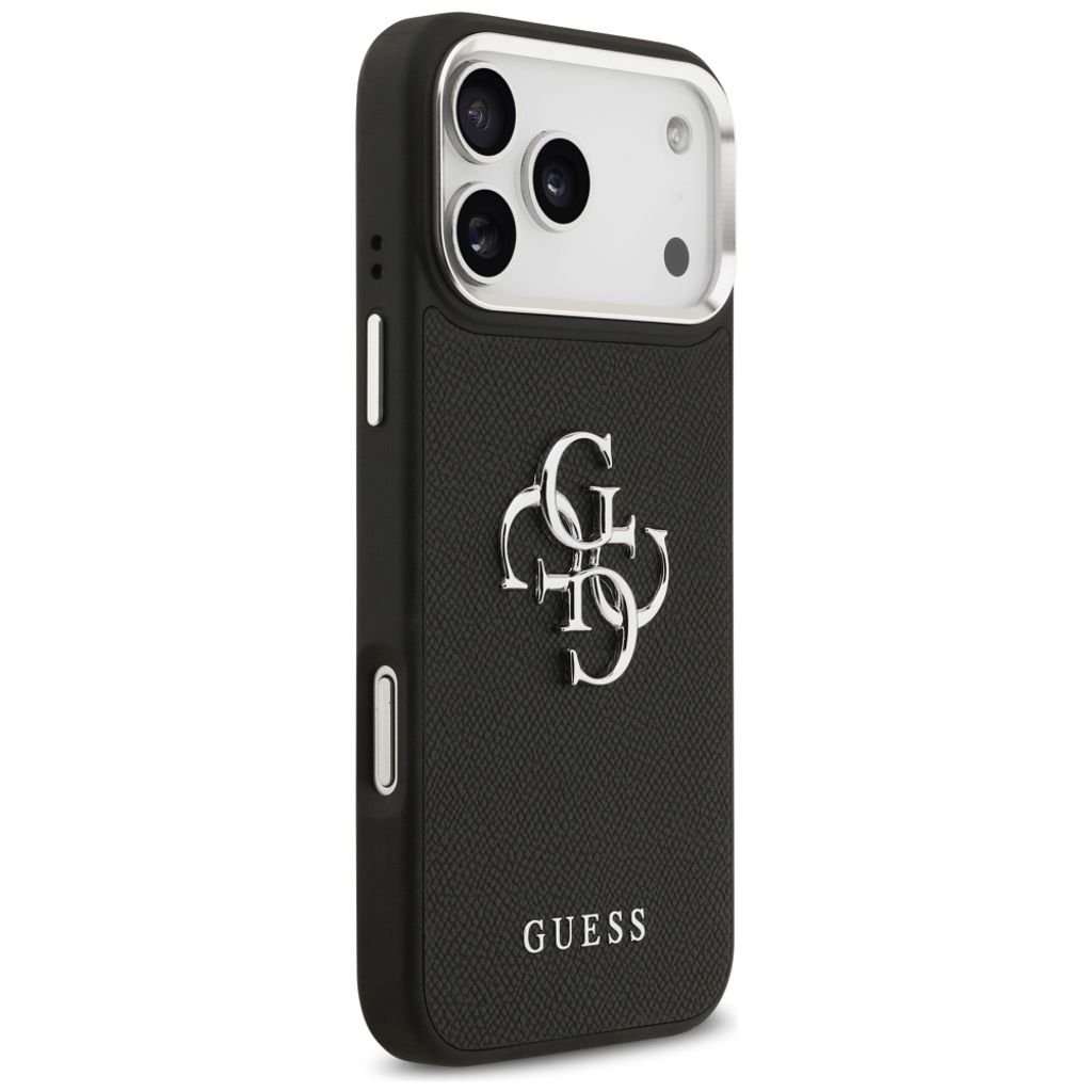 Guess Grained Big 4G & Classic Logo -kuori till iPhone 17 Pro Max - Musta