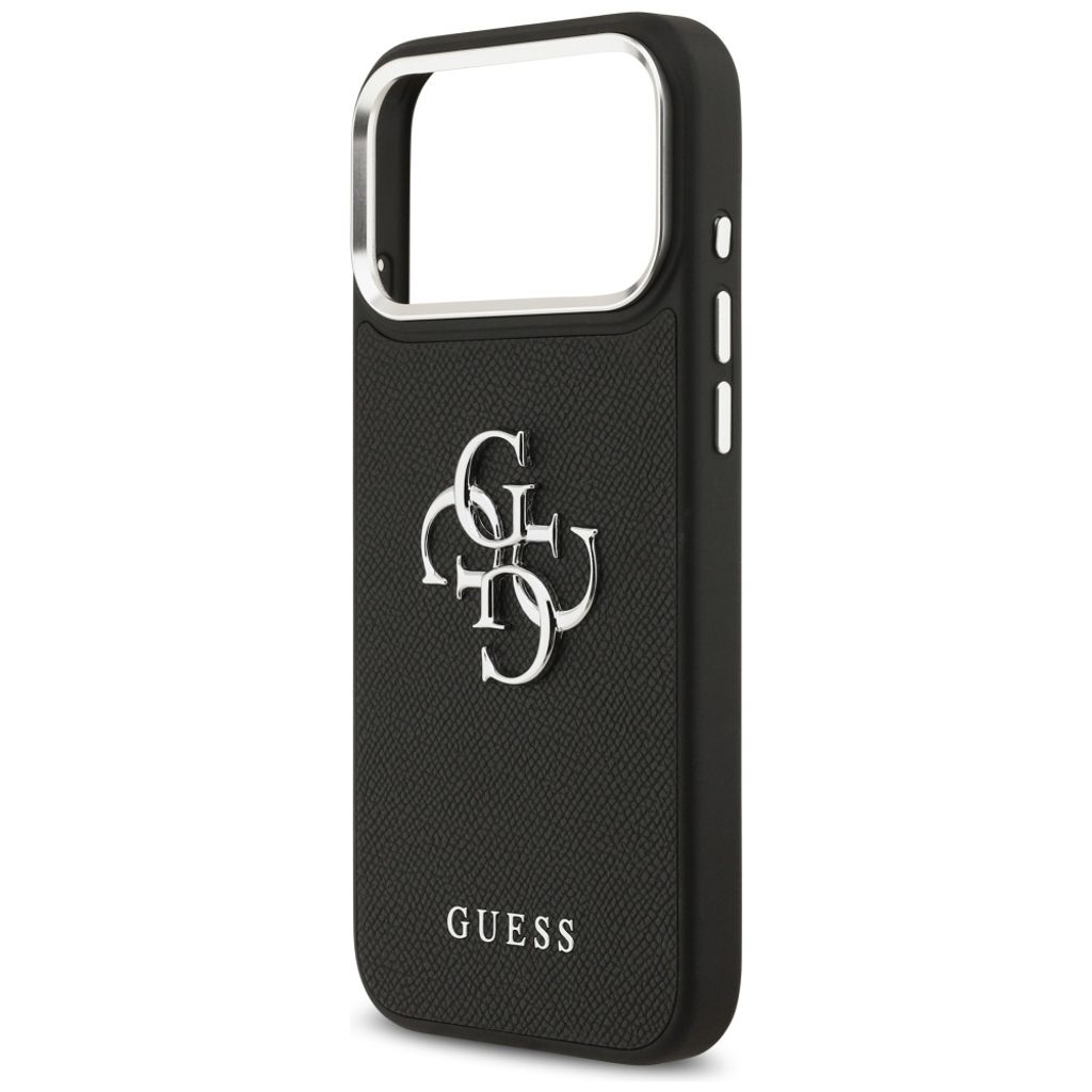 Guess Grained Big 4G & Classic Logo -kuori till iPhone 17 Pro Max - Musta