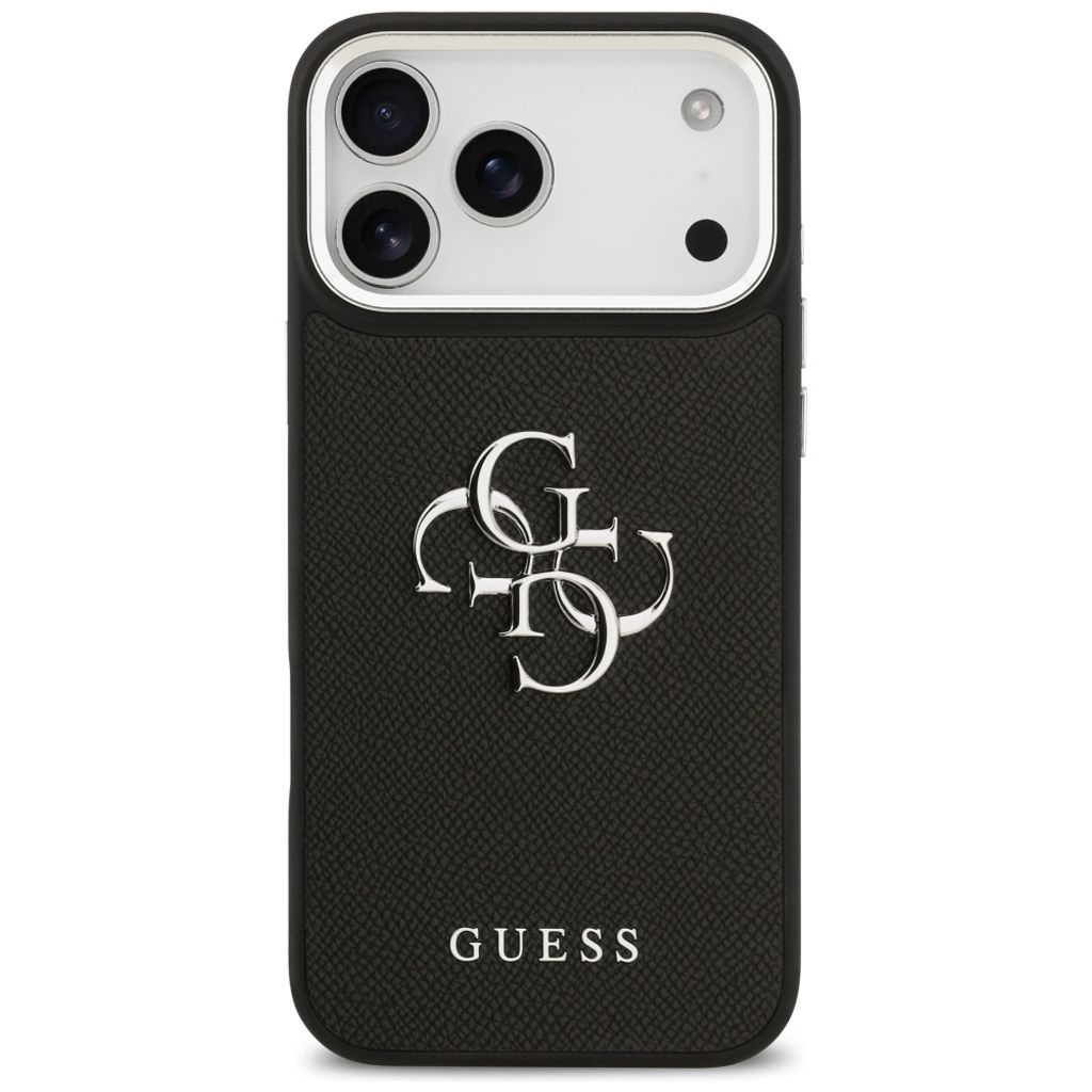 Guess Grained Big 4G & Classic Logo -kuori till iPhone 17 Pro Max - Musta