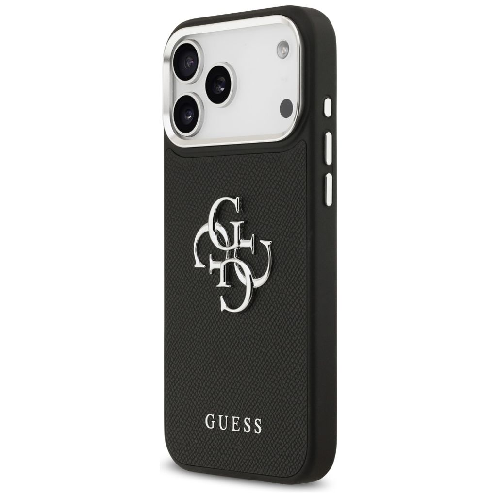 Guess Grained Big 4G & Classic Logo -kuori till iPhone 17 Pro Max - Musta