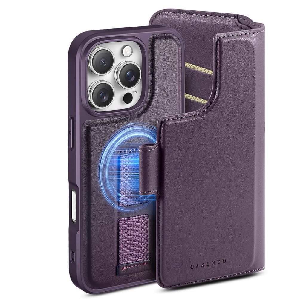 CASENEO iPhone 16 Pro Max Plånboksfodral MagSafe RFID-funktion – Lila
