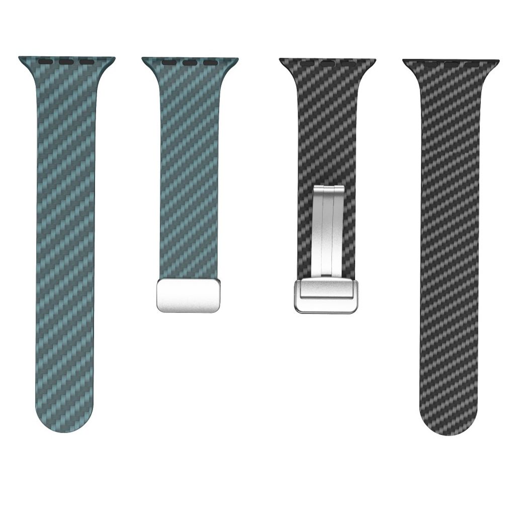 Apple Watch 49 / 46 / 44 / 42mm Klockarmband kolfibertextur - Turkos/Svart