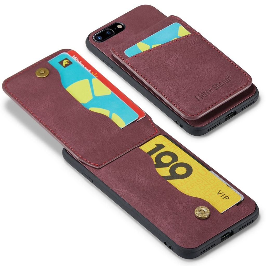 FIERRE SHANN iPhone 7 Plus / 8 Plus Cover med Kortplads - Rød