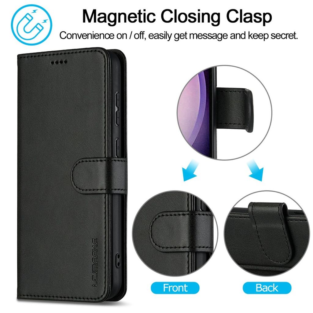 LC.IMEEKE Samsung Galaxy S25 Lommeboketui PU-lær Stativ - Svart