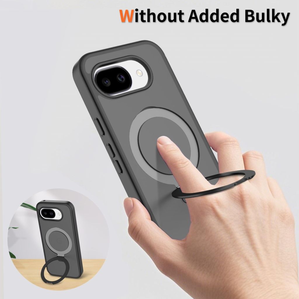 Google Pixel 10a Silikon MagSafe Skal med Ringhållare - Svart