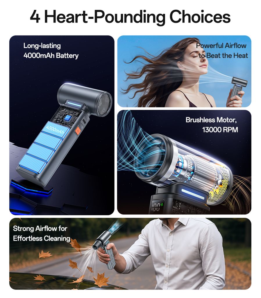 YESIDO YF19 3-i-1 handhållen fläkt / dammblåsare / dammsugare