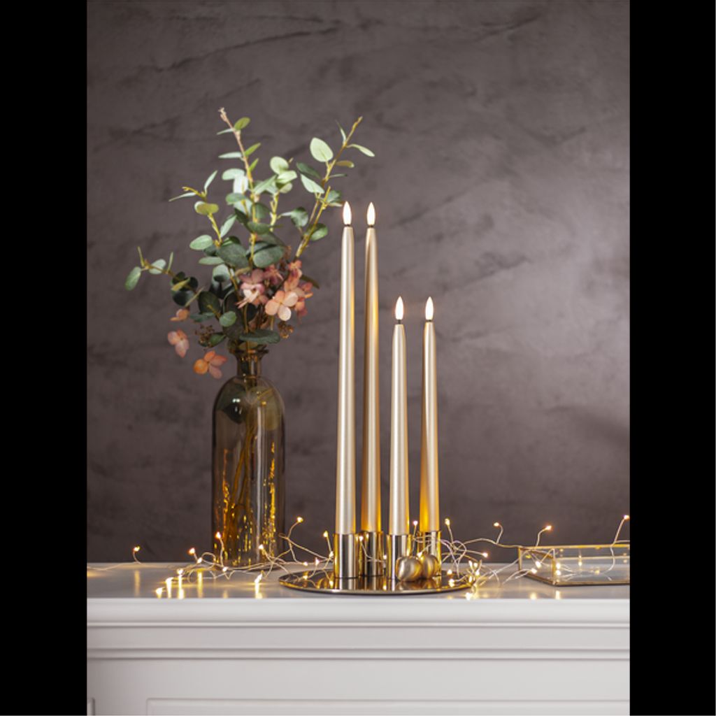 Star Trading LED antikt lys Flamme Metal 28,5 cm, 2-pak - guld