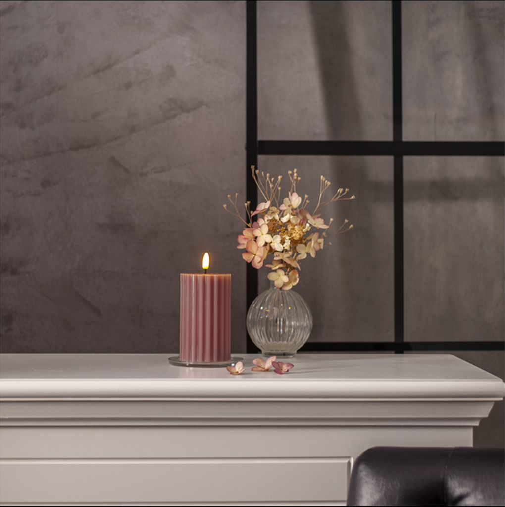 Star Trading LED-blokklys Flamme Stripe 15 cm – rosa