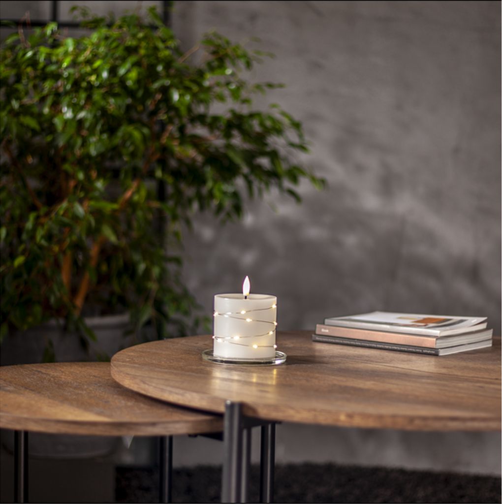 Star Trading LED-blokklys Flamme Dew 10 cm – hvit