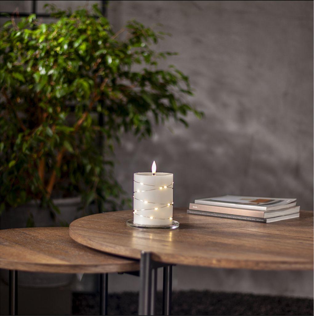Star Trading LED-blokklys Flamme Dew 12,5 cm – hvit