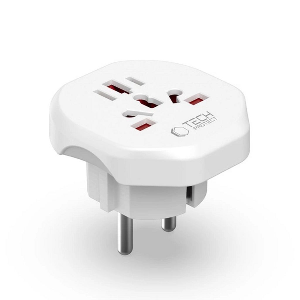 Tech-Protect universal reseadapter till EU - vit