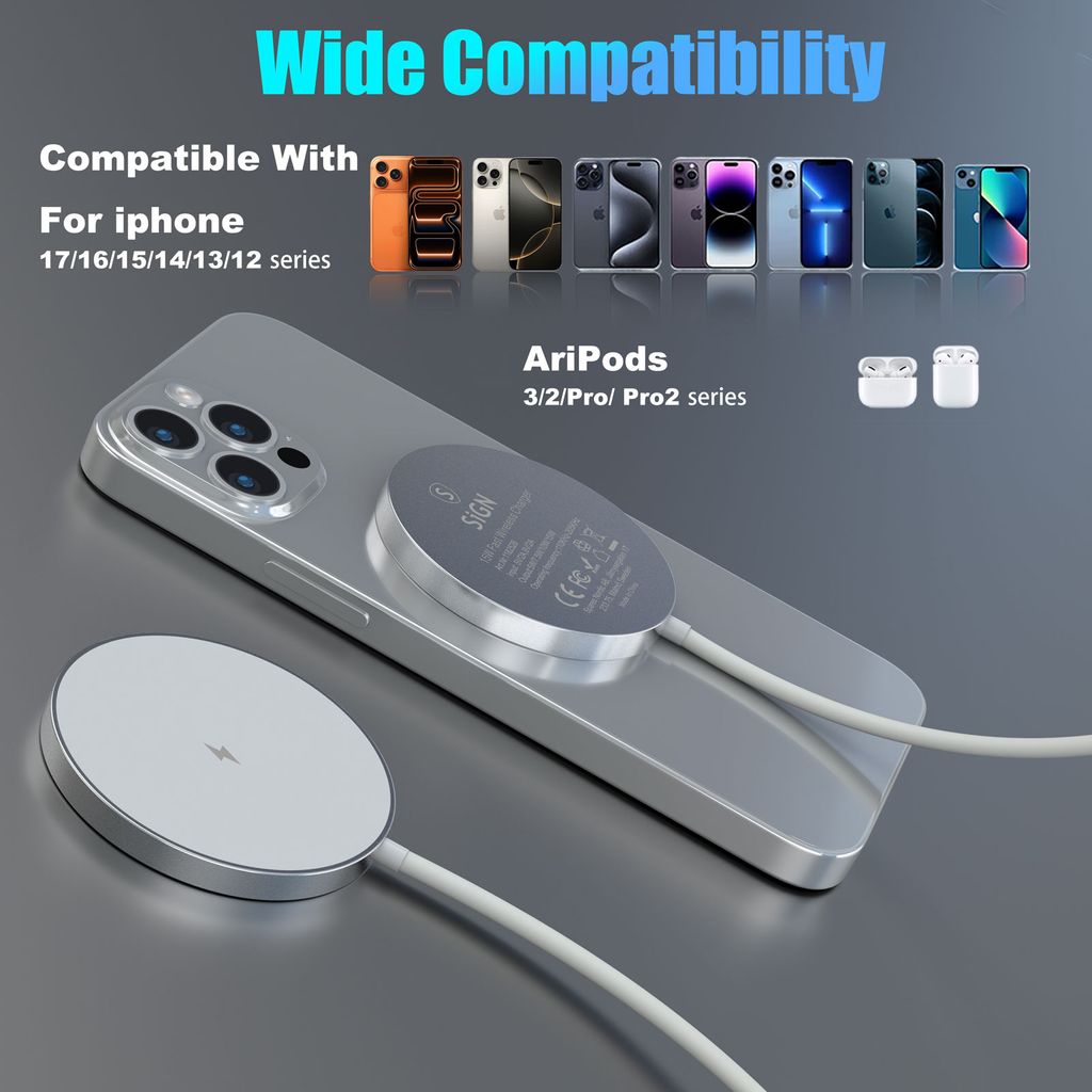 SiGN MagSafe -laturi Qi 15W, USB-C - valkoinen