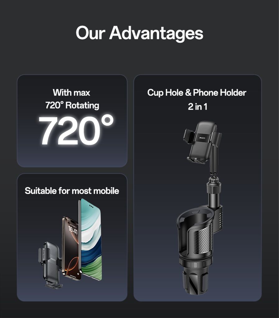 Yesido C273 2-i-1 telefon- og koppholder