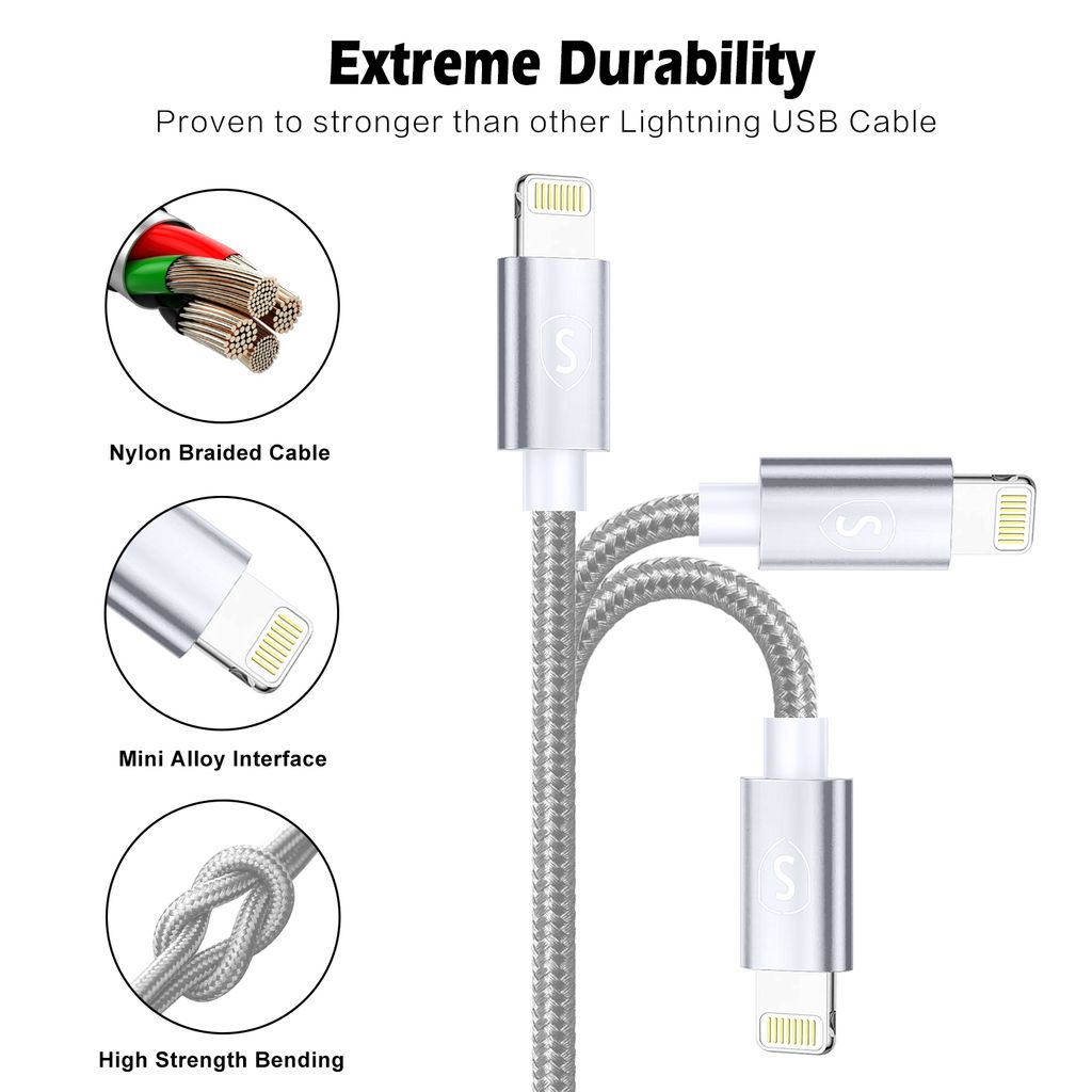 SiGN USB kabel med Lightning 2.4A, 12W för iPhone, 25cm