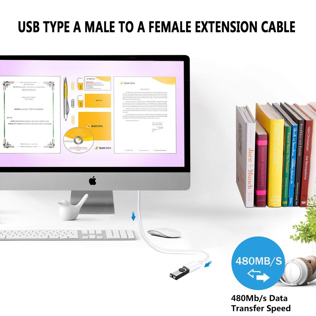 SiGN USB-A förlängningskabel 2m – vit