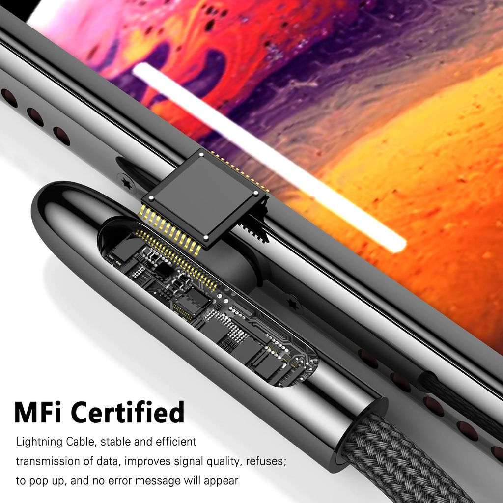 Sign USB - Lightning Gaming -kaapeli, 2 m, 2,4 A, - musta