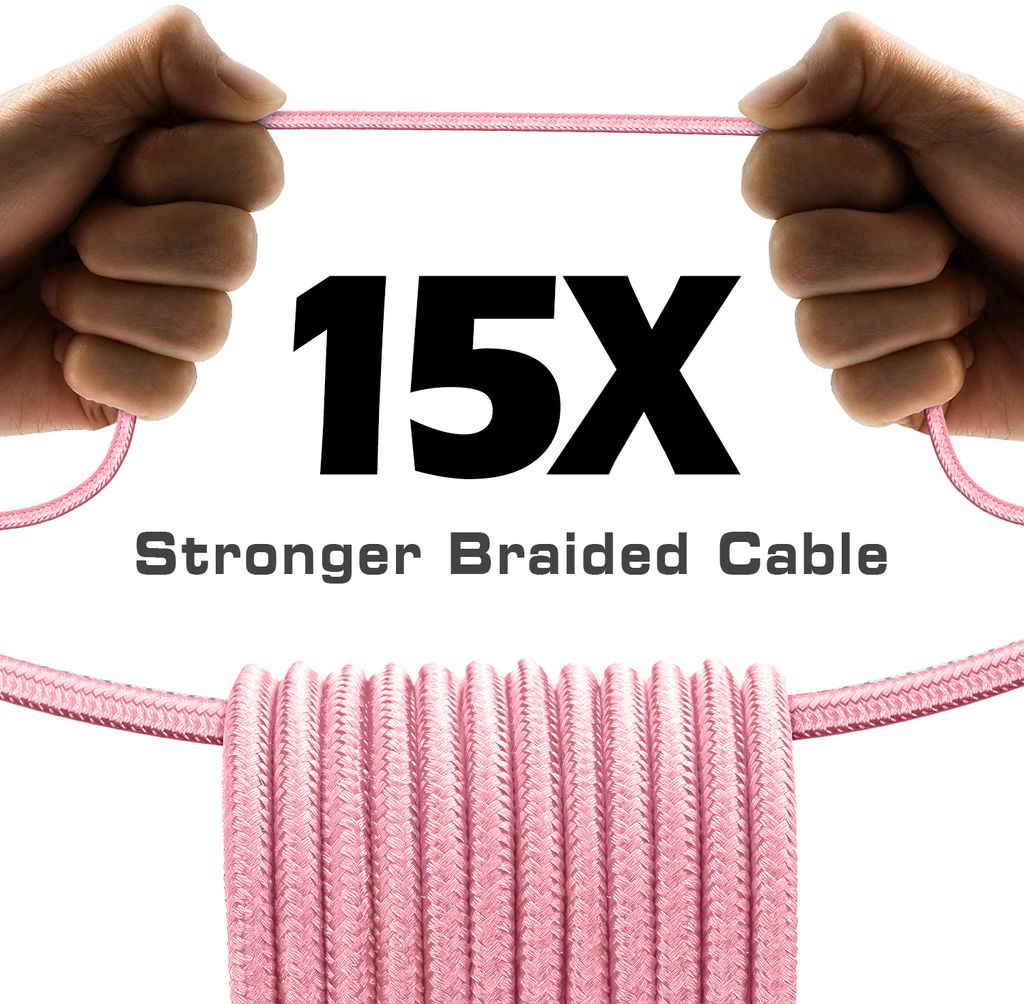 Sign USB-kaapeli Lightning-liittimellä iPhonelle ja iPadille, 2.1A, 2m - vaaleanpunainen