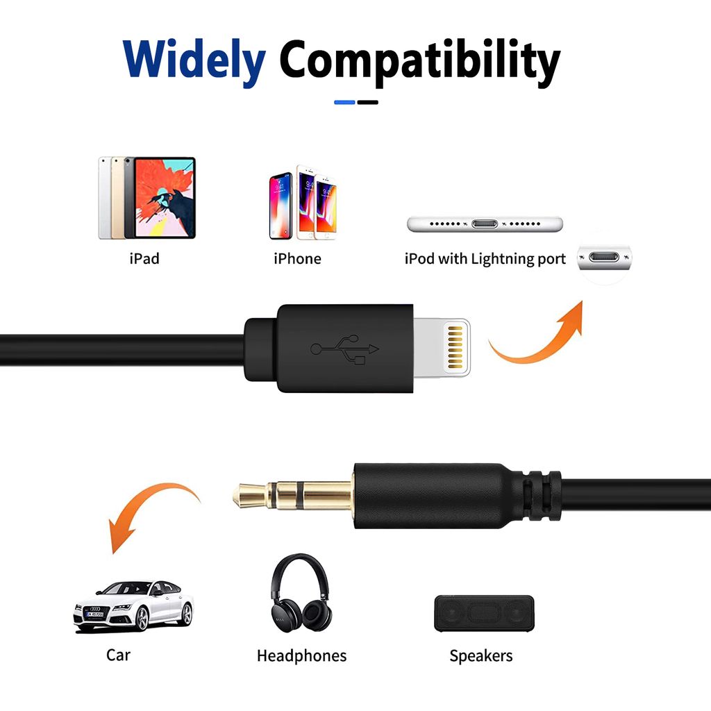 SiGN Lightning - Aux 3,5 mm äänikaapeli, 1 m - musta